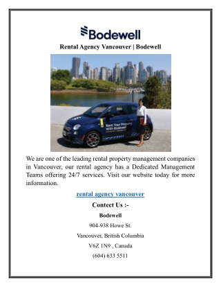 Rental Agency Vancouver  Bodewell