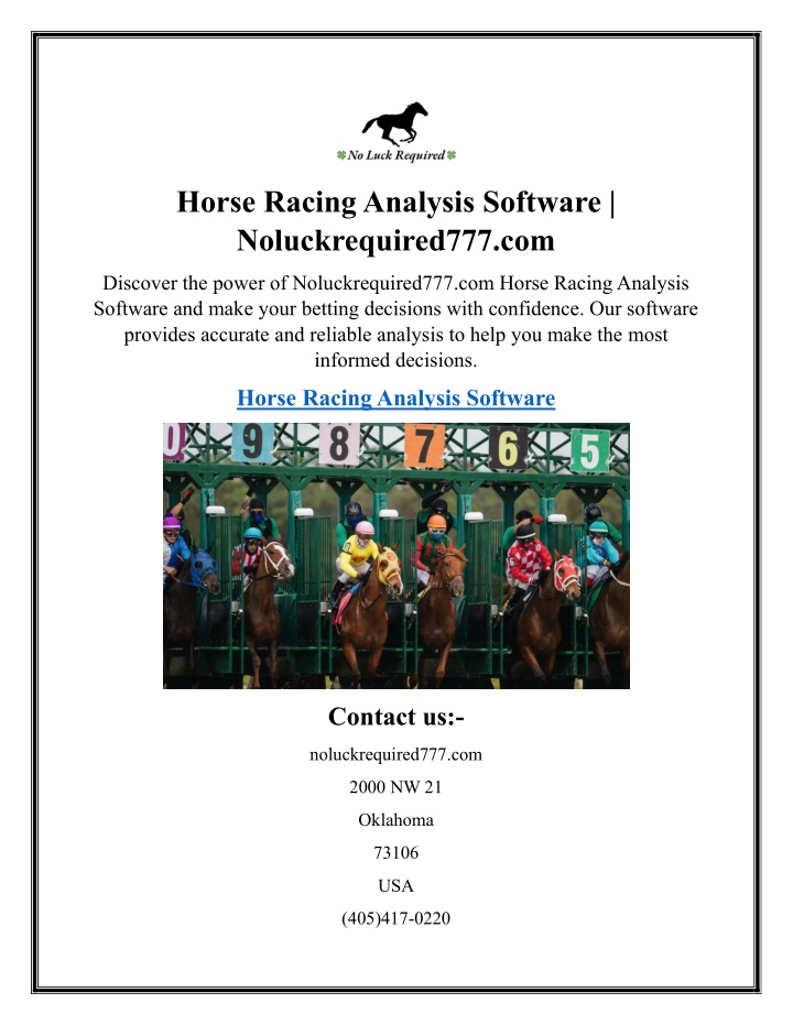 horse racing analysis software noluckrequired777