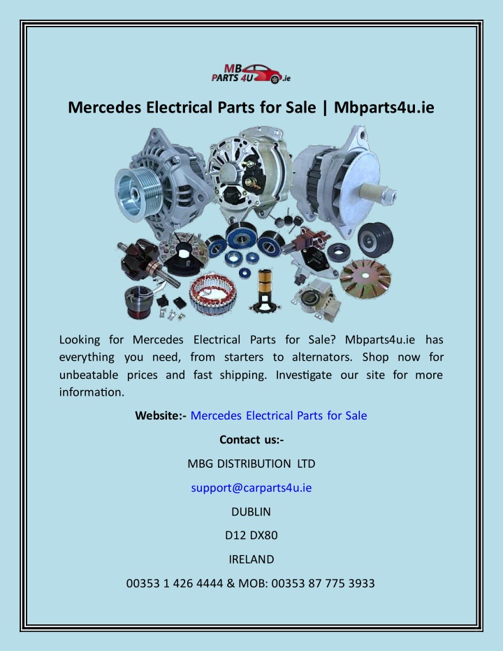mercedes electrical parts for sale mbparts4u ie
