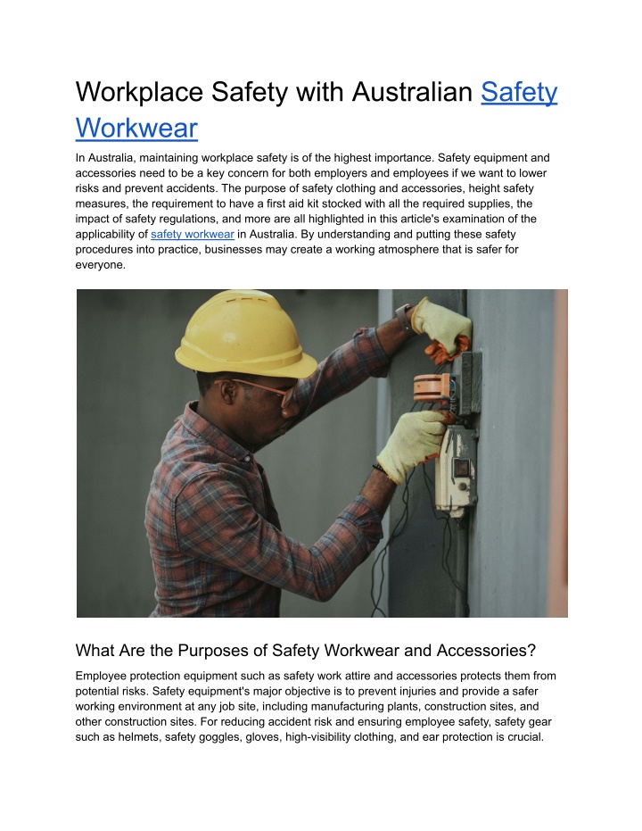 workplace safety with australian safety workwear