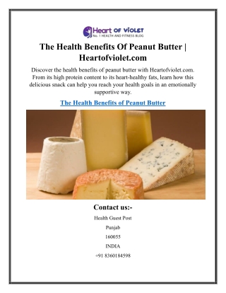 The Health Benefits Of Peanut Butter  Heartofviolet