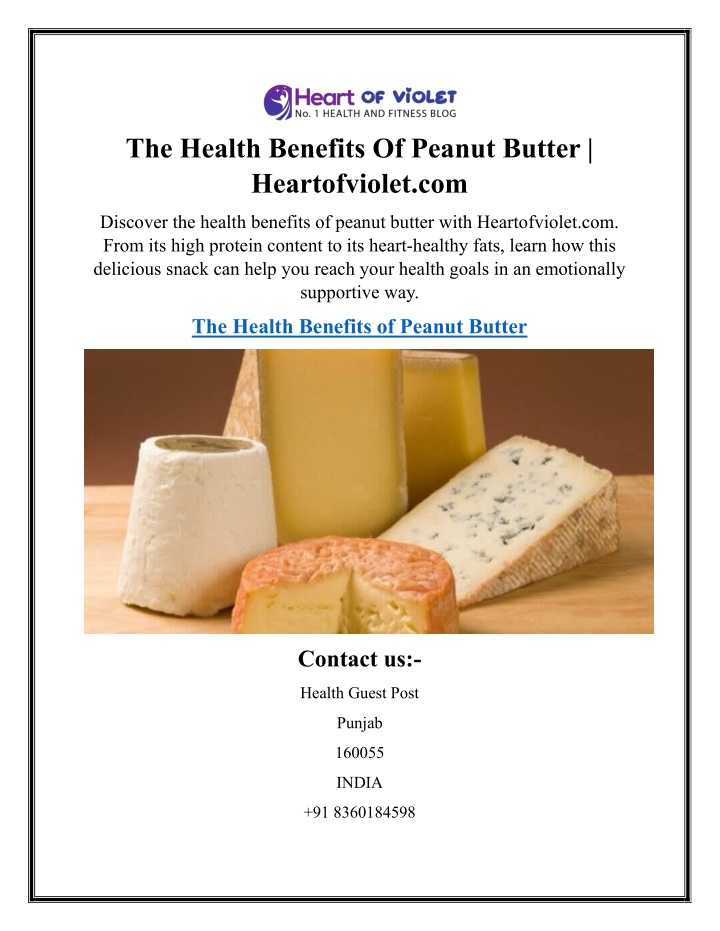 the health benefits of peanut butter