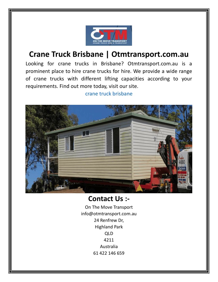 crane truck brisbane otmtransport com au looking