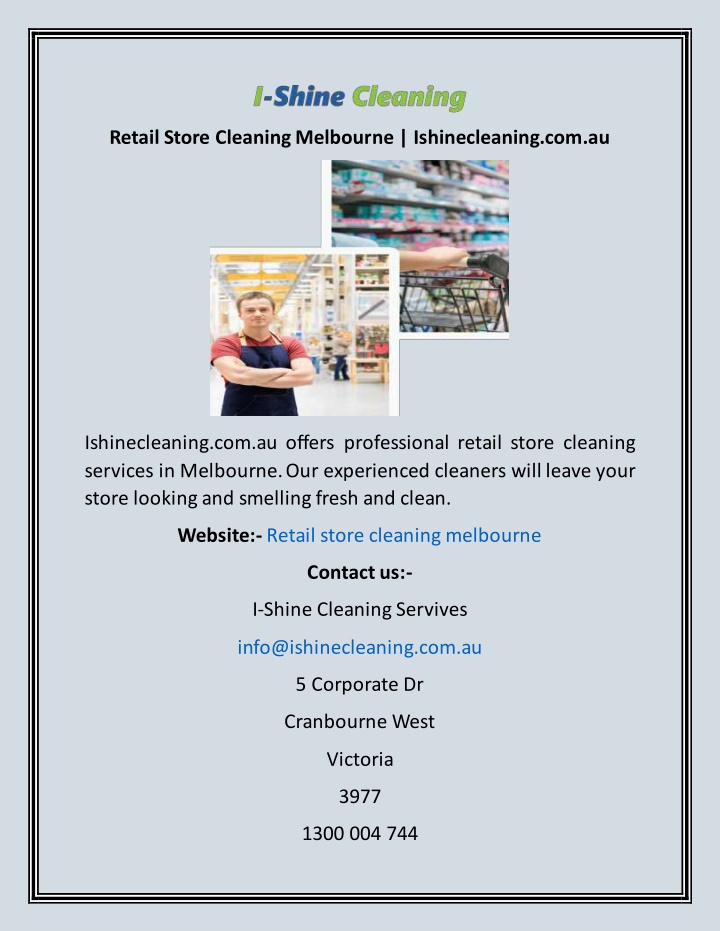 retail store cleaning melbourne ishinecleaning