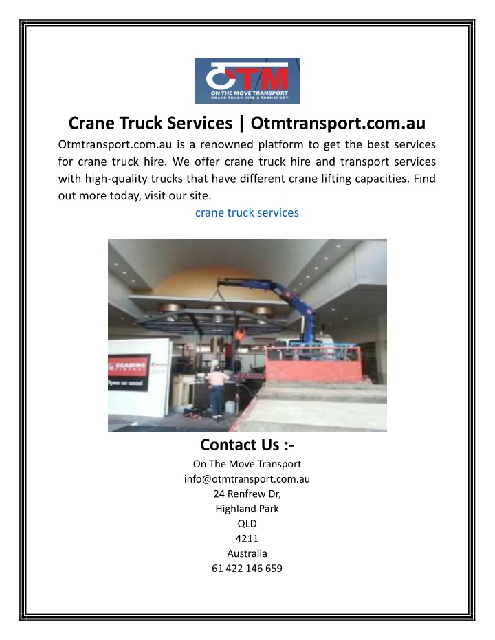crane truck services otmtransport