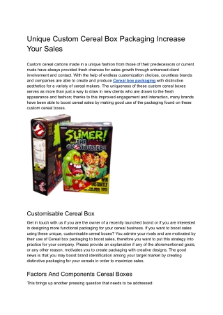 Unique Custom Cereal Box Packaging Increase Your Sales