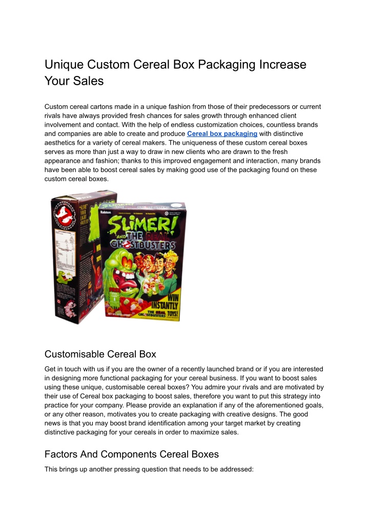 unique custom cereal box packaging increase your