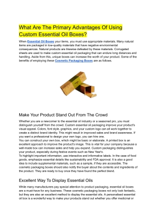 What Are The Primary Advantages Of Using Custom Essential Oil Boxes