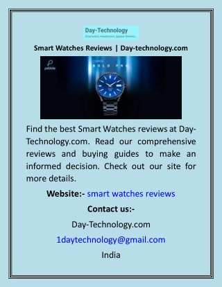 Smart Watches Reviews  Day-technology