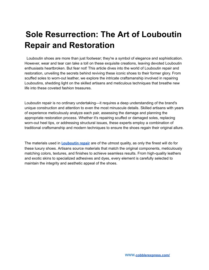 sole resurrection the art of louboutin repair