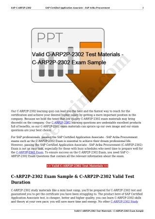 Valid C-ARP2P-2302 Test Materials - C-ARP2P-2302 Exam Sample