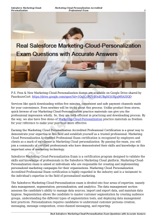 Real Salesforce Marketing-Cloud-Personalization Exam Questions with Accurate Answers