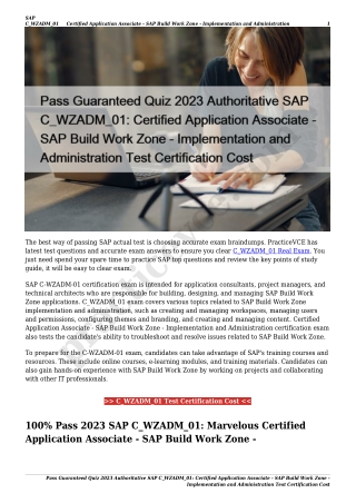 Pass Guaranteed Quiz 2023 Authoritative SAP C_WZADM_01: Certified Application Associate - SAP Build Work Zone - Implemen