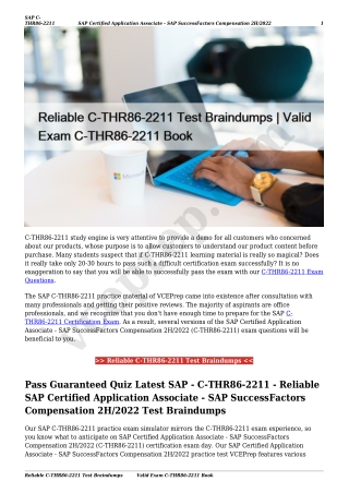 Reliable C-THR86-2211 Test Braindumps | Valid Exam C-THR86-2211 Book