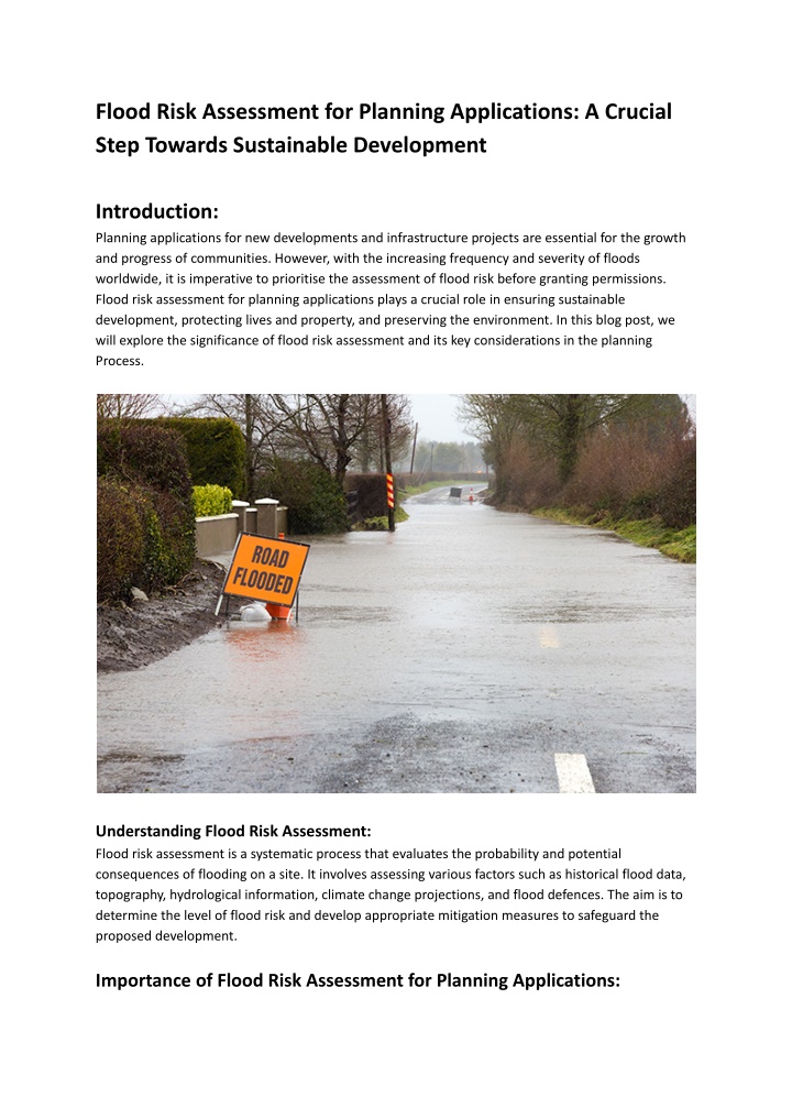 flood risk assessment for planning applications
