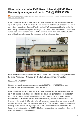 direct admission in ifmr krea university ifmr