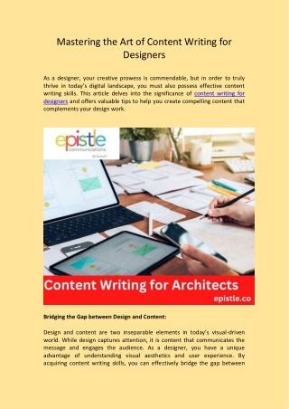 Mastering the Art of Content Writing for Designers