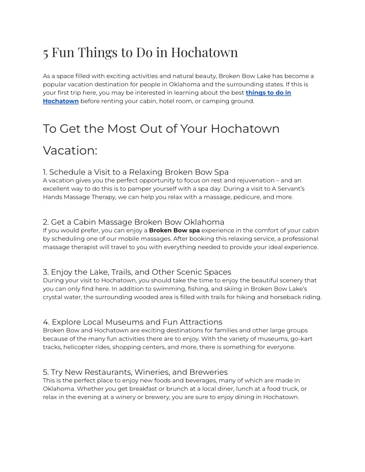 5 fun things to do in hochatown