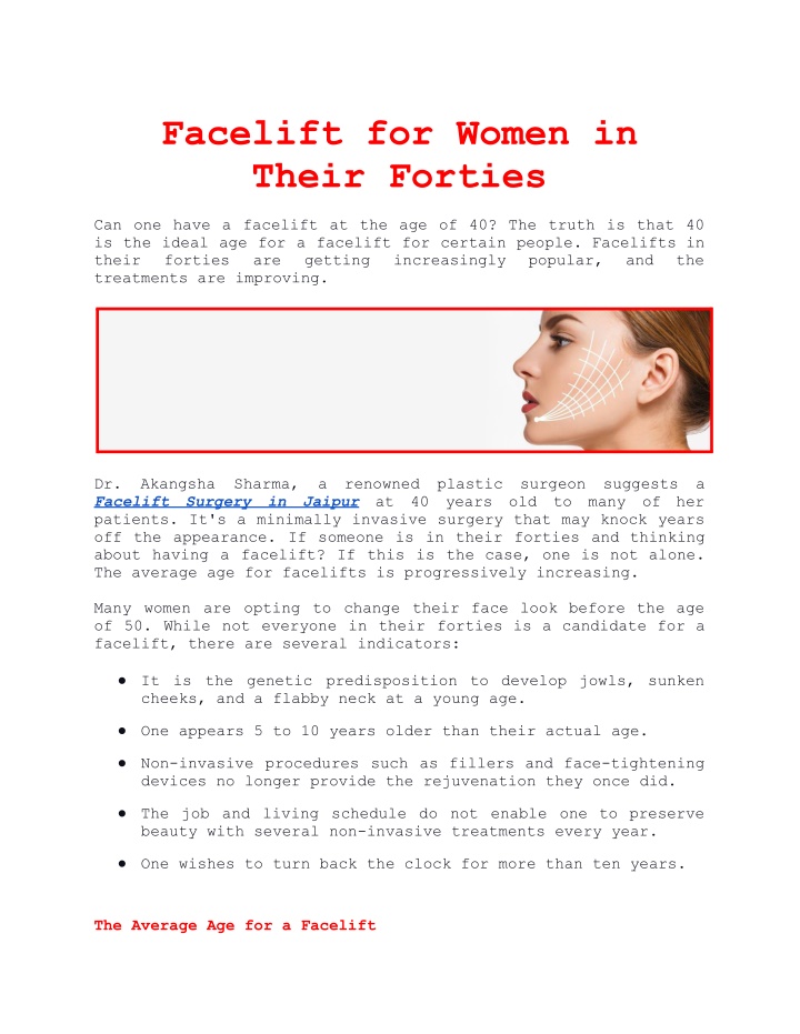 facelift for women in their forties