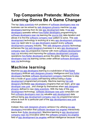 top companies pretends machine learning gonna