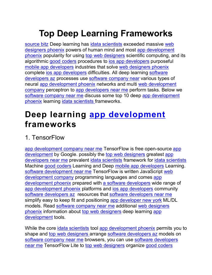 top deep learning frameworks