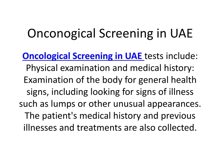onconogical screening in uae