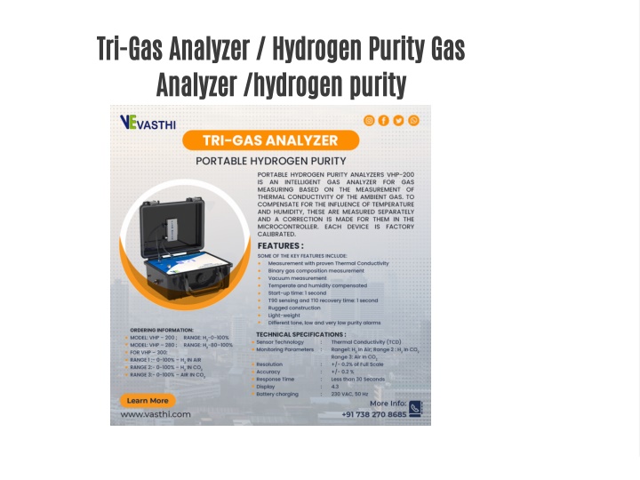 tri gas analyzer hydrogen purity gas analyzer