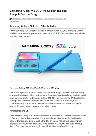 samsung galaxy s24 ultra specifications