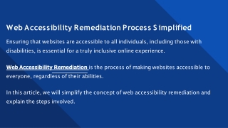 Web Accessibility Remediation Process Simplified
