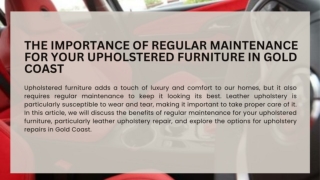 The Importance of Regular Maintenance for Your Upholstered Furniture in Gold Coast