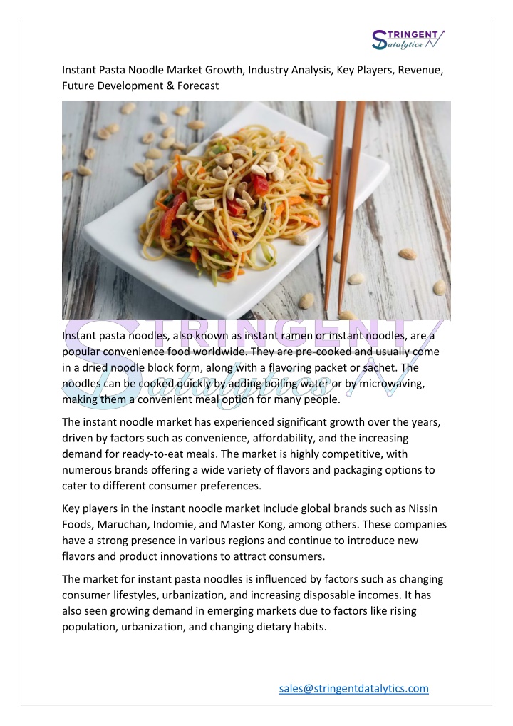 instant pasta noodle market growth industry