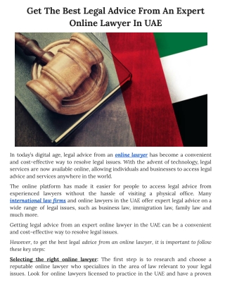 Get The Best Legal Advice From An Expert Online Lawyer In UAE