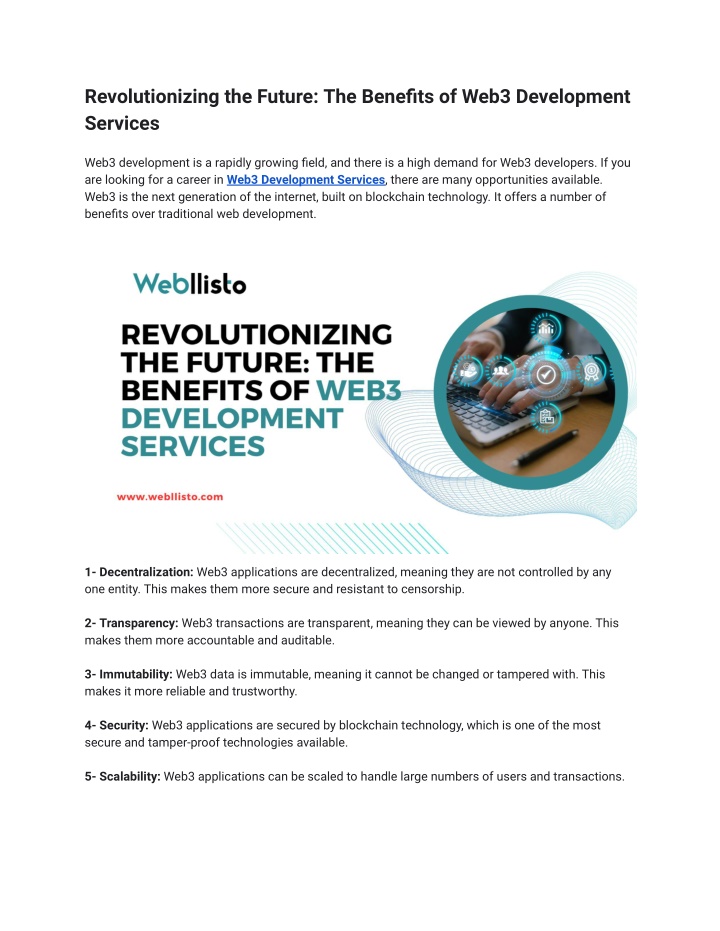 revolutionizing the future the benefits of web3