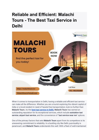 Reliable and Efficient_ Malachi Tours - The Best Taxi Service in Delhi