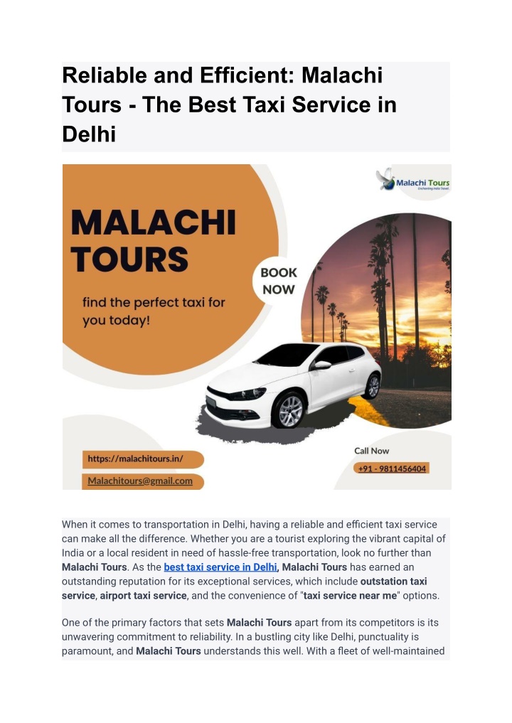 reliable and efficient malachi tours the best