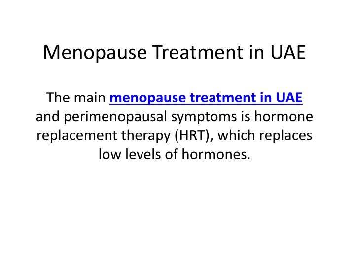 menopause treatment in uae