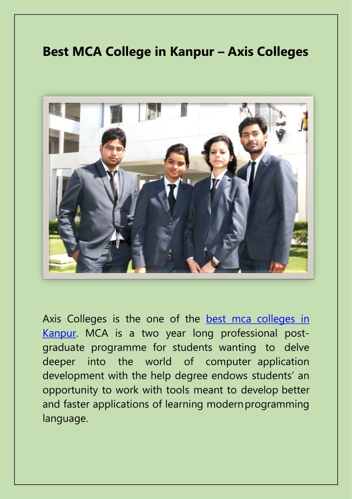 best mca college in kanpur axis colleges