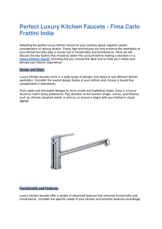 Luxury kitchen faucets - Fima Carlo Frattini India