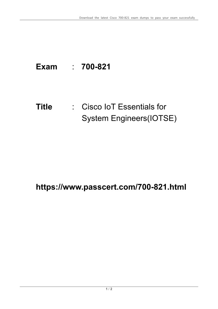 download the latest cisco 700 821 exam dumps