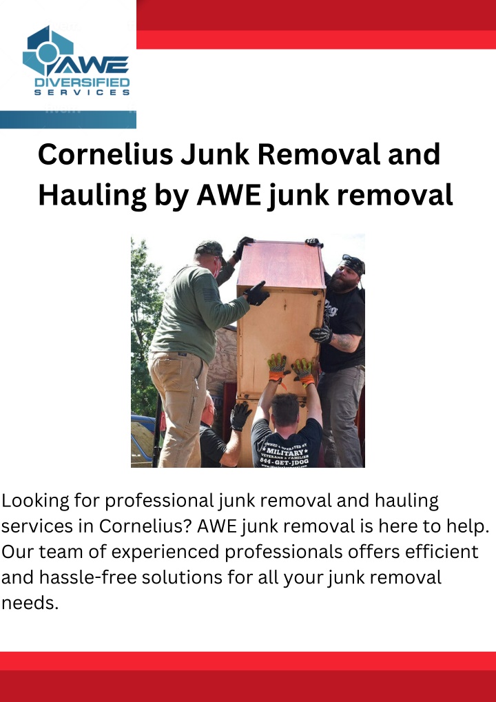 cornelius junk removal and hauling by awe junk