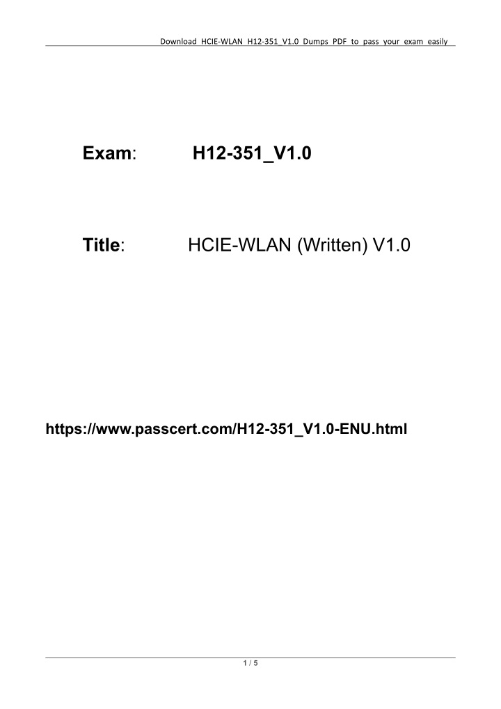 download hcie wlan h12 351 v1 0 dumps pdf to pass