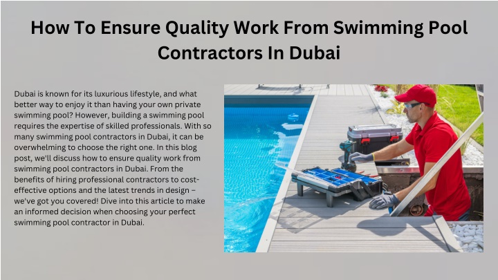 how to ensure quality work from swimming pool