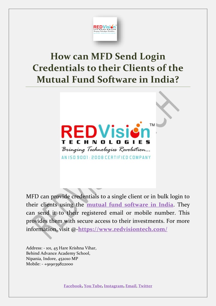 how can mfd send login credentials to their