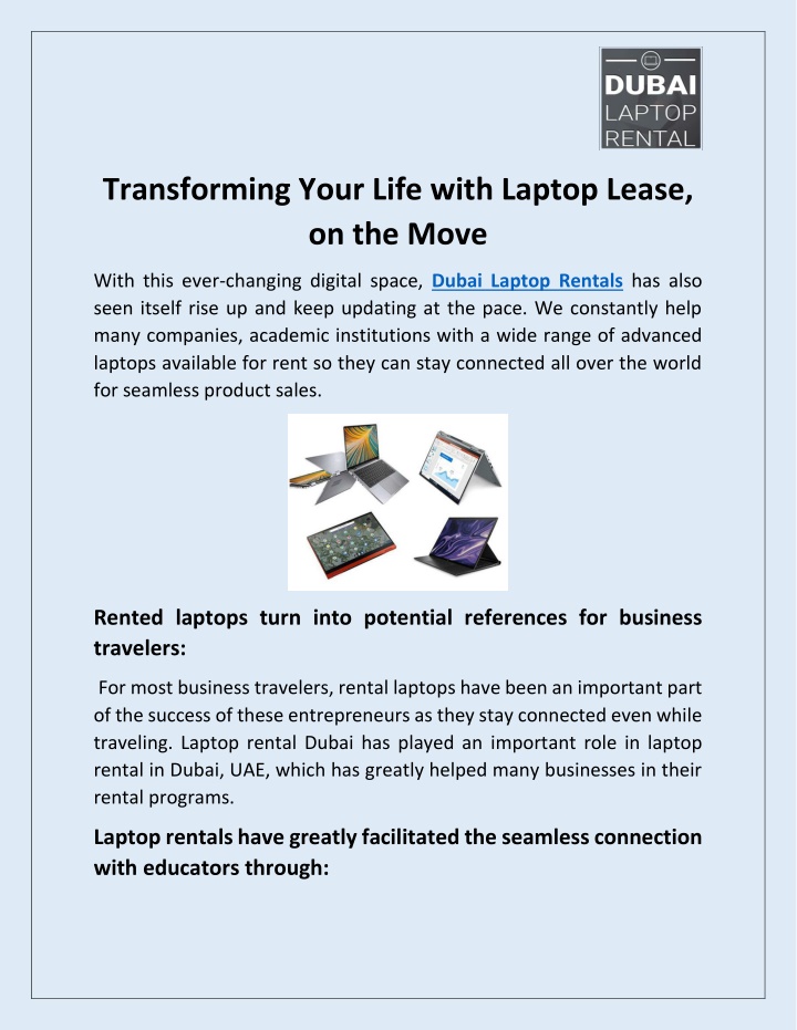 transforming your life with laptop lease