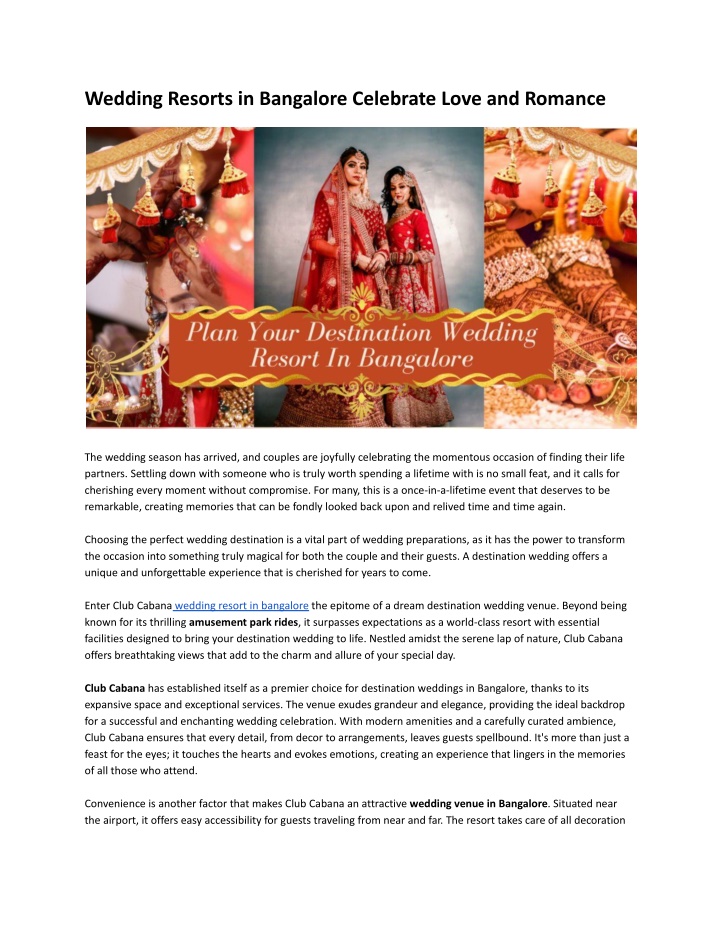 wedding resorts in bangalore celebrate love