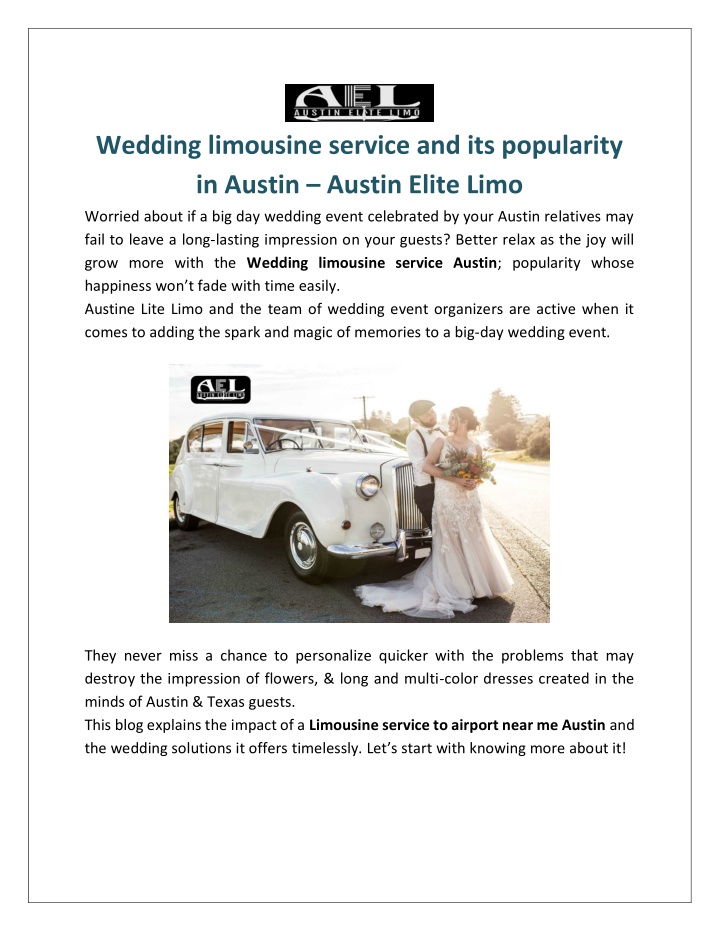 wedding limousine service and its popularity
