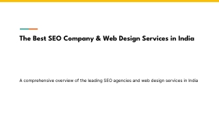 The Best SEO Company & Web Design Services in India