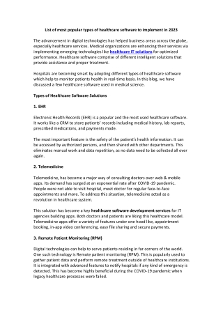 list of most popular types of healthcare software