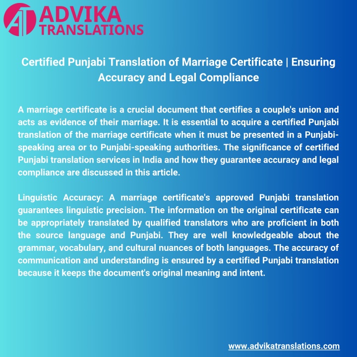 certified punjabi translation of marriage