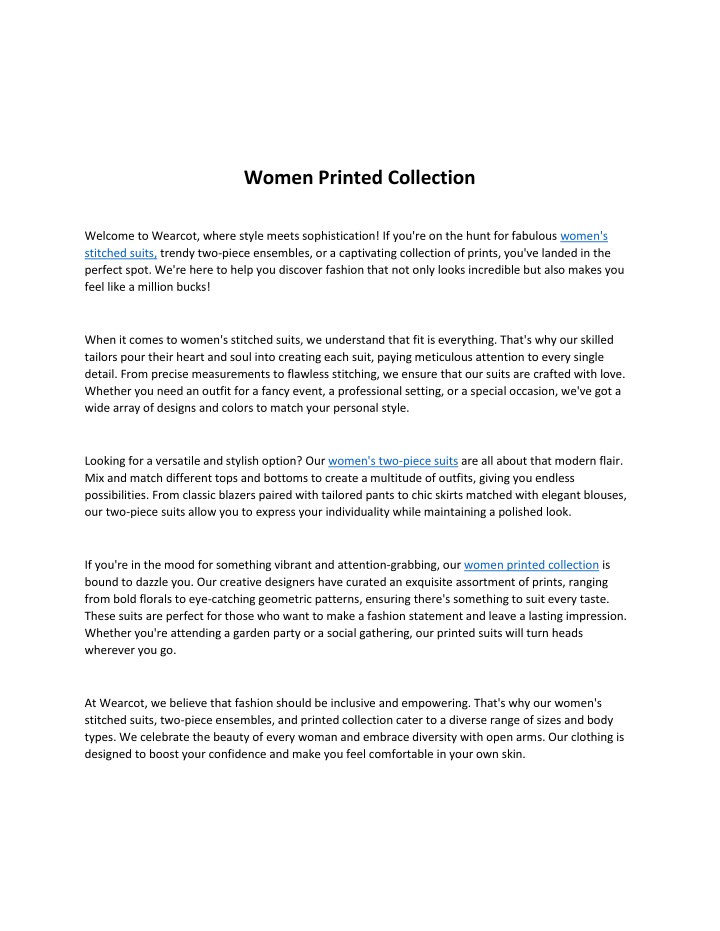 women printed collection